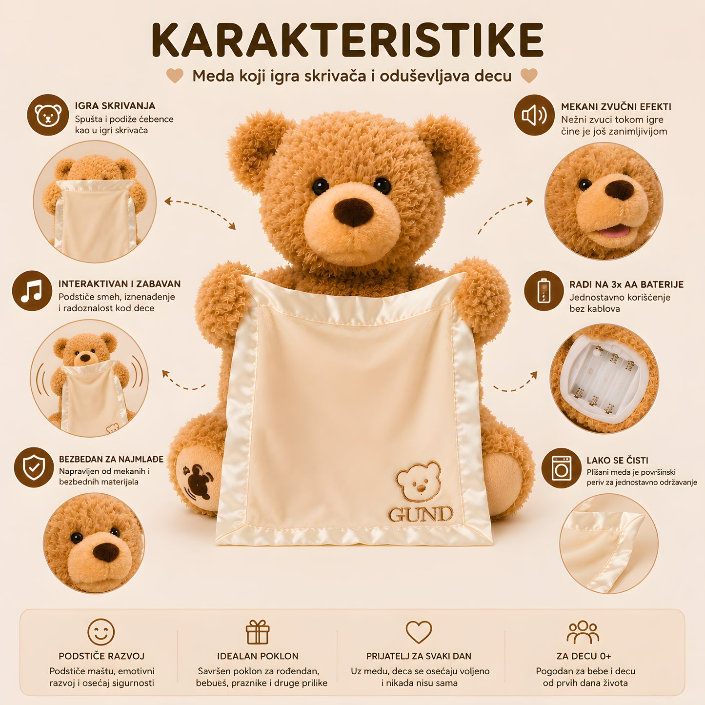 Meda Skrivalica plišana igračka detalj