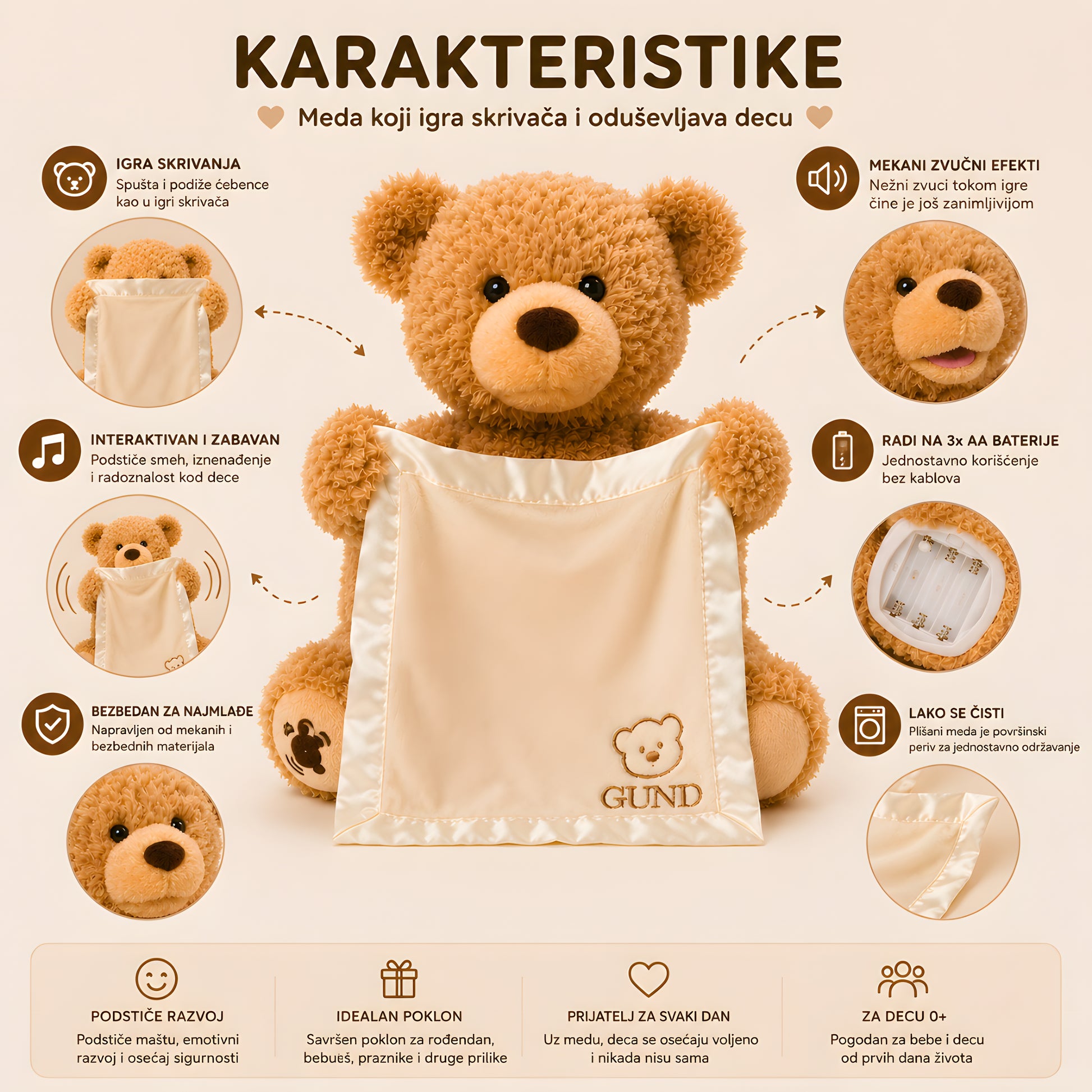 Meda Skrivalica plišana igračka detalj