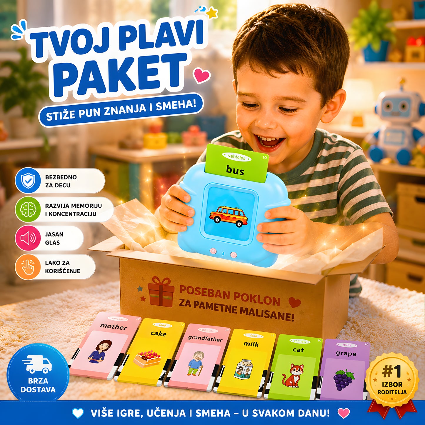 Set kartica za vežbanje izgovora i pamćenja reči na engleskom