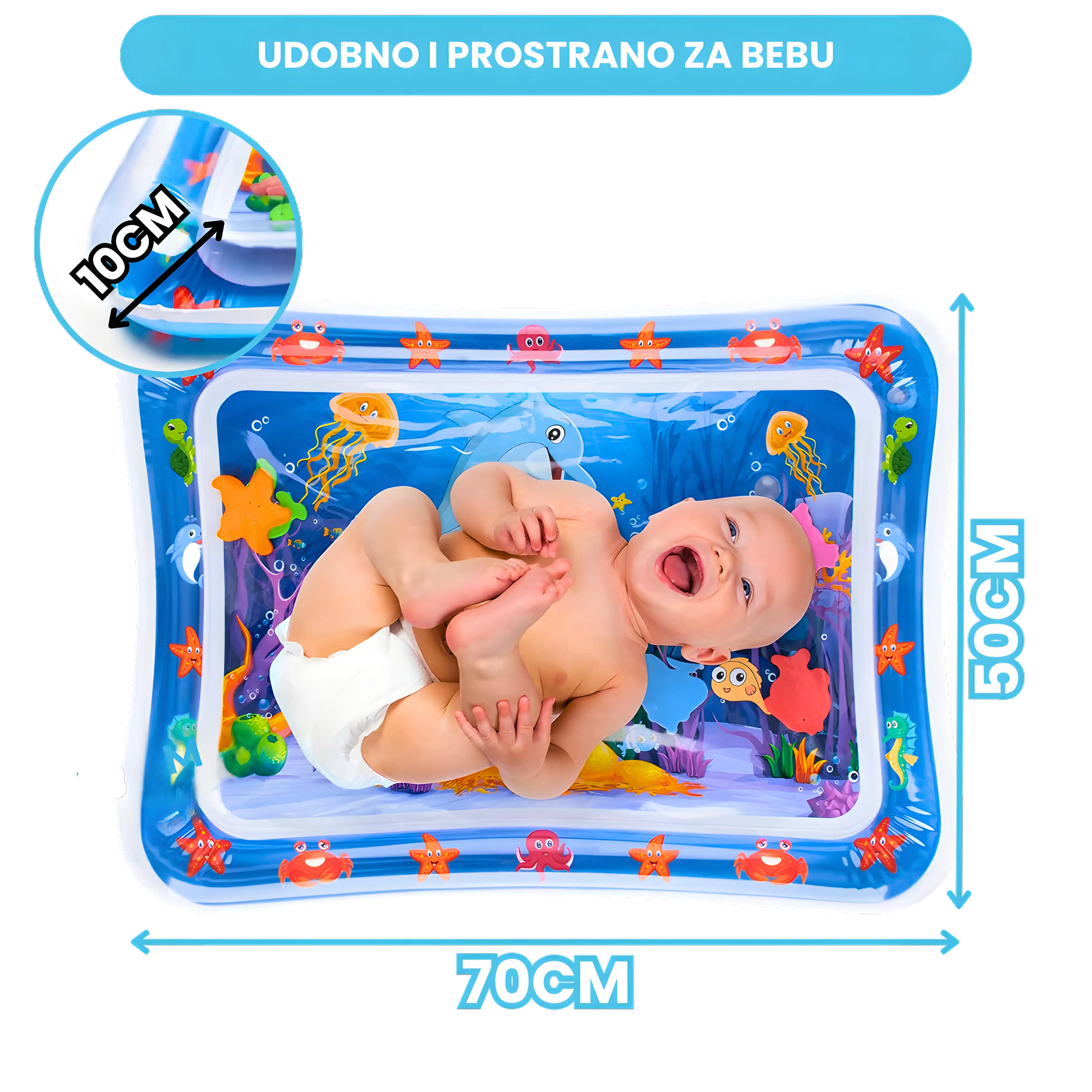 Vodena podloga za bebu sa šarenim morskim svetom